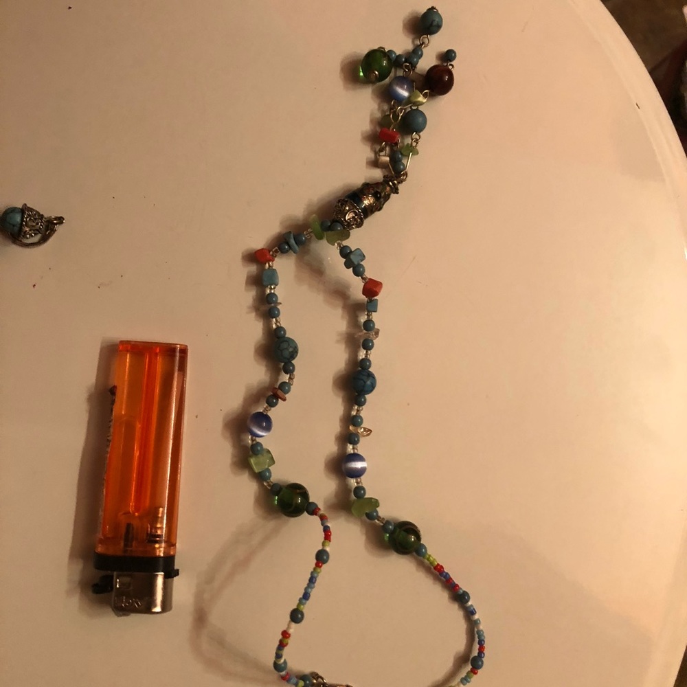 Red coral and turquoise necklace